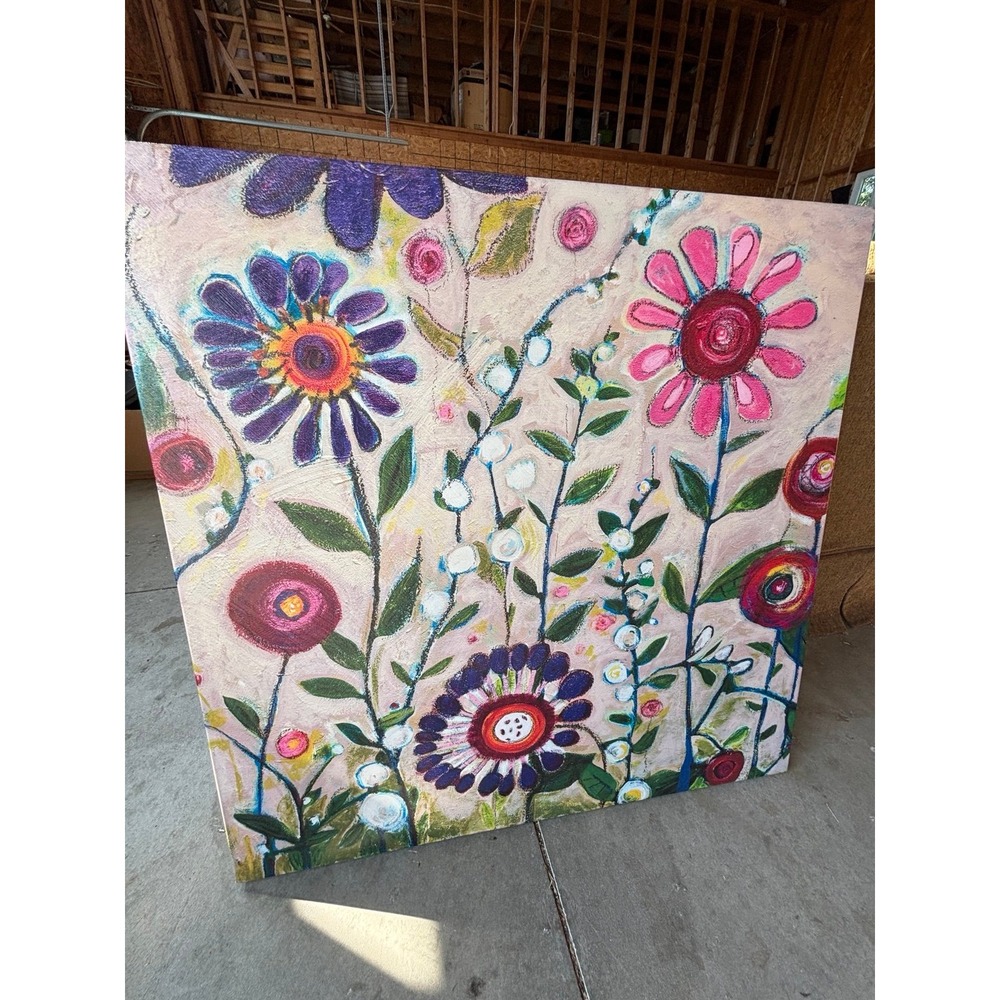 Burst Of Flowers Art Canvas Flood Frame.  Huge 34x34